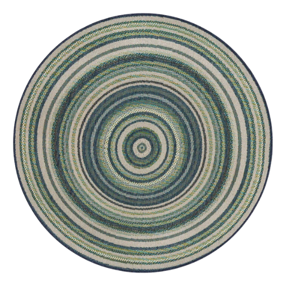 Coastal-Inspired Geometric Rug – Fade & Stain-Resistant,Ivory,Green,Blue Pattern, Ideal for Indoor/Outdoor Use