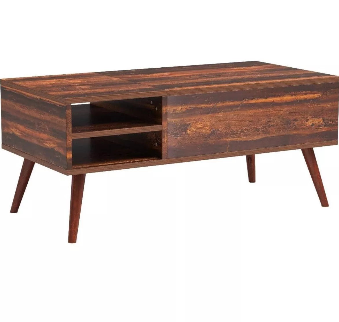 Mid-century storage table espresso. Dual-toned rustic finish with hydraulic lift. Modern Living Room Furniture