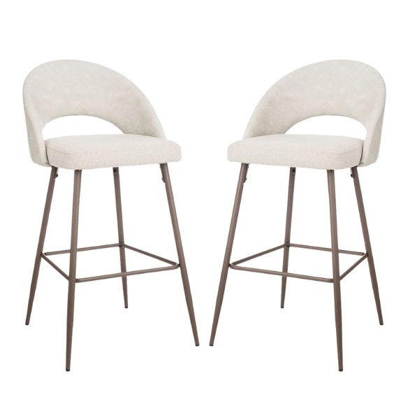 Set of 2 41" Modern Tapered Leg High Bar Stools with Leatherette Backrest and Fabric Seat – Stylish & Contemporary Design for Home or Commercial Spaces