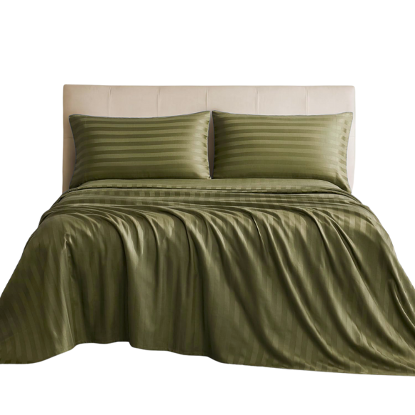 4-Piece Luxury Bed Sheet Set – Fitted & Flat Sheets with Pillowcases | Solid Stripe Bedding for Twin, Full, Queen, King Sizes
