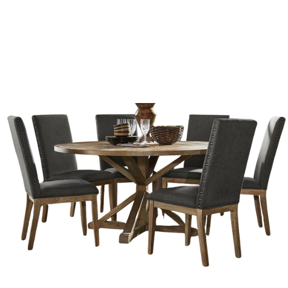 Modern Fabric and Wood Dining Set – Where Elegance Meets Comfort and Style