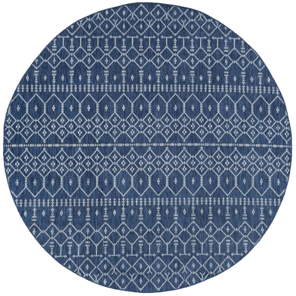 Boho-Inspired Navy & Grey Geometric Rug – Fade & Stain-Resistant, Low-Pile, Perfect for High-Traffic Indoor/Outdoor Spaces
