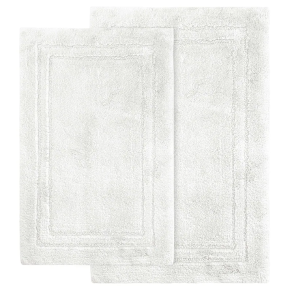 White Cotton 2-Piece Bath Rug Set – Plush, Non-Slip, Highly Absorbent Rugs (20" x 30" & 24" x 36")