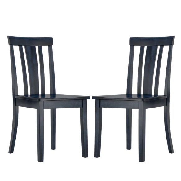 Set of 2 Farmhouse Slat Back Wooden Dining Side Chairs – Solid Wood, Rustic Kitchen or Dining Room Seating