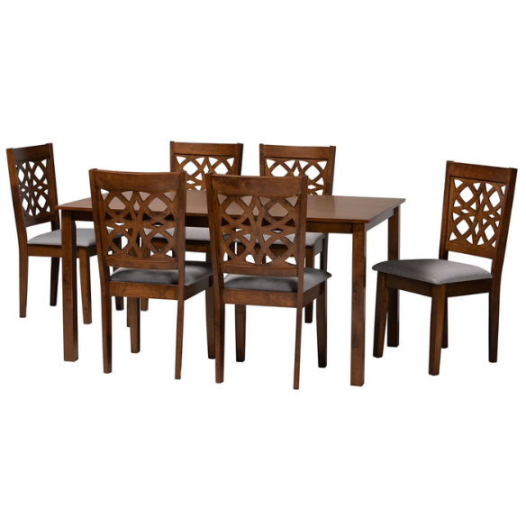 Modern Fabric and Wood Dining Set – Where Elegance Meets Comfort and Style