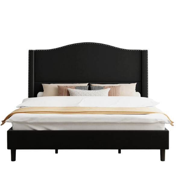 Luxurious Velvet Upholstered Metal Platform Bed – Full/Double Size with Sleek & Stylish Design