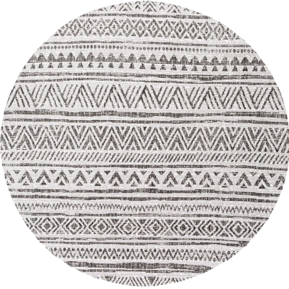 Striped Geometric Area Rug – Charcoal & Off-White, Durable Polypropylene, Low-Pile Design for High-Traffic Indoor/Outdoor Spaces
