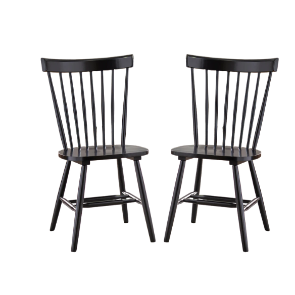 Farmhouse Spindle Back Dining Chairs – Set of 2, Solid Rubberwood