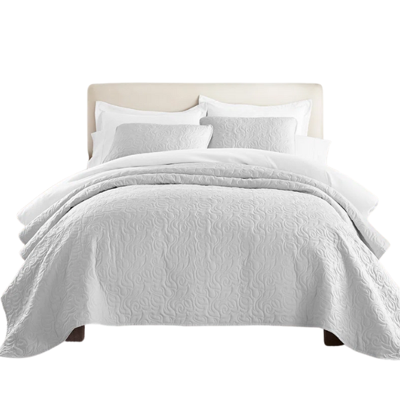 Elegant Floral Stitching Quilt Set – Ultra-Soft, Hypoallergenic, and Machine Washable Bedding for All Seasons