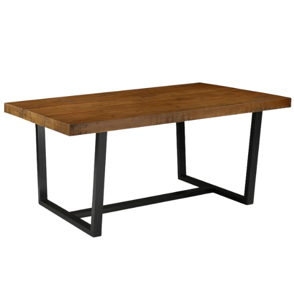 72-Inch Solid Wood Distressed Dining Table – Rustic Industrial Charm for Any Dining Room