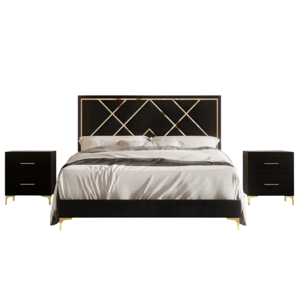 Luxurious Royal Blue Upholstered Platform 3-Piece Twin Bedroom Set