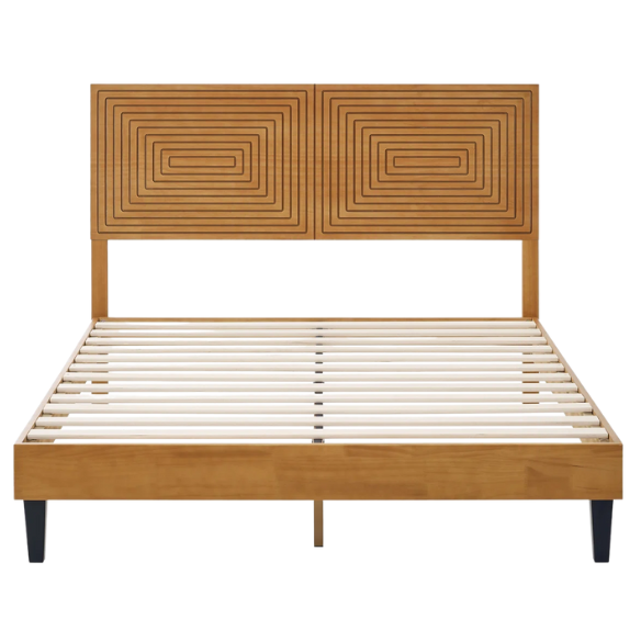 Bohemian-Inspired Solid Wood Full Double Bed – Aesthetic and Handcrafted Design