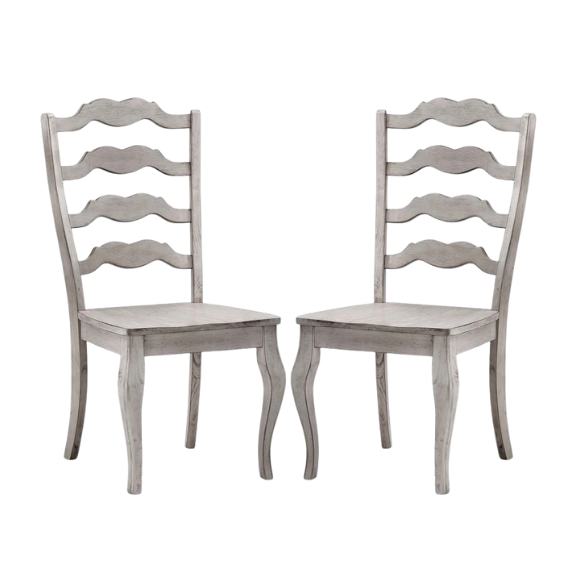 Rustic Ladder Back Solid Wood Dining Chairs (Set of 2) – Farmhouse Style Kitchen or Dining Room Seating