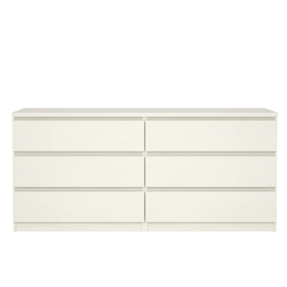 Versatile 60.5" 6-Drawer Double Dresser with Smooth Metal Glides and Clean-Lined Silhouette