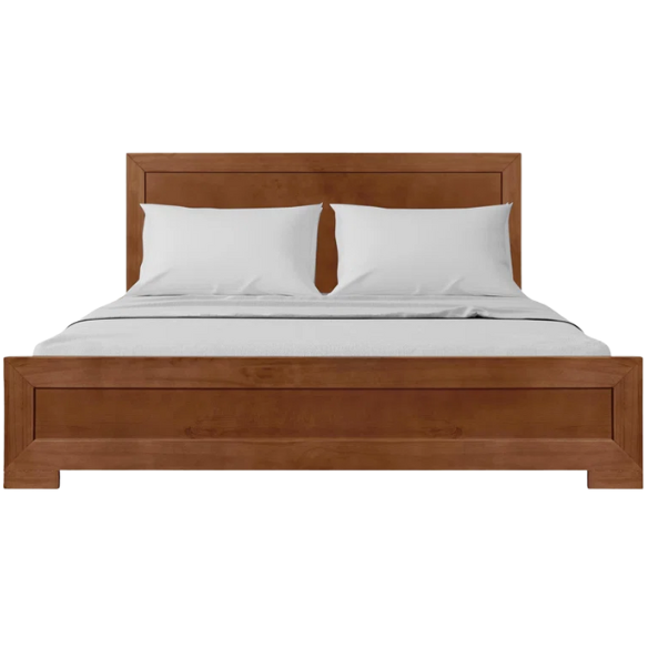 Neutral-Colored Solid Wood Queen Size Low Profile Platform Bed