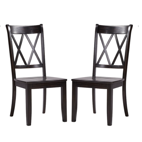 Farmhouse X-Back Solid Wood Dining Chairs (Set of 2) – Rustic Kitchen or Dining Room Seating