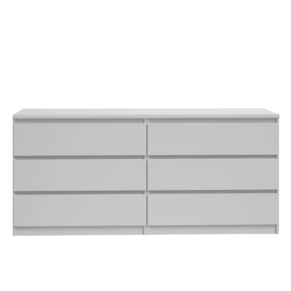 Versatile 60.5" 6-Drawer Double Dresser with Smooth Metal Glides and Clean-Lined Silhouette