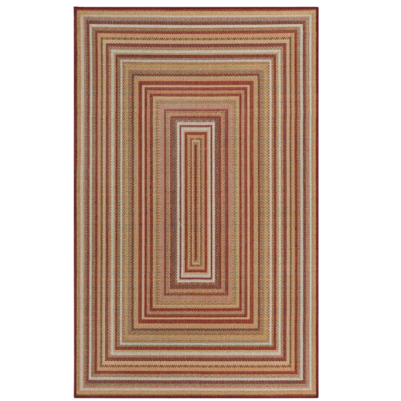 Coastal-Inspired Geometric Rug – Fade & Stain-Resistant, Burgundy,Ivory,Orange,Green,Blue Pattern, Ideal for Indoor/Outdoor Use