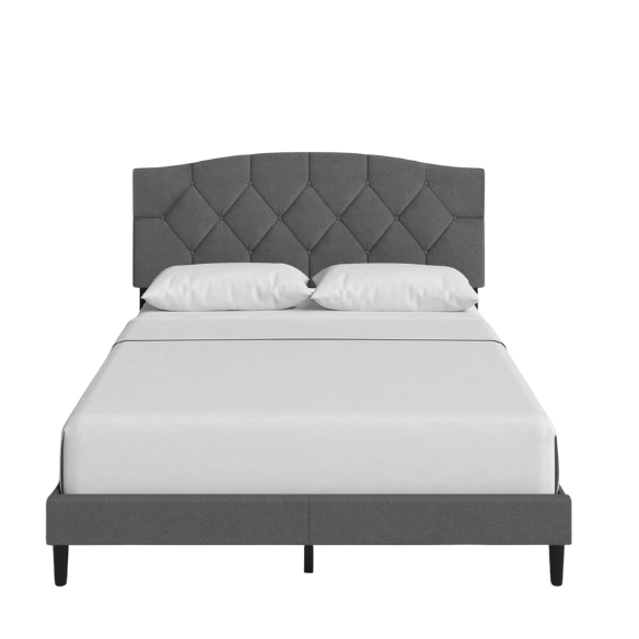 Modern Button-Tufted Queen Size Upholstered Platform Bed with Sleek Design