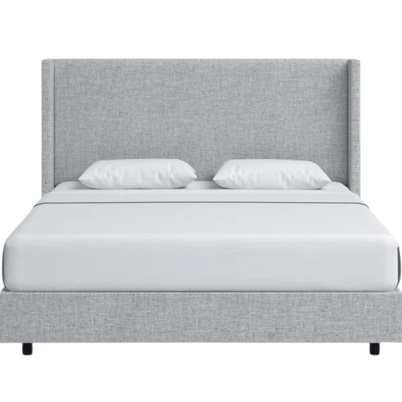 Cozy and Sleek Modern Queen Size Upholstered Wingback Bed