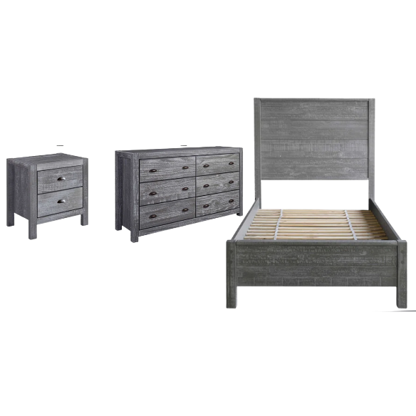 Rustic Solid Wood 3-Piece Twin Bedroom Set – Timeless Design & Durable Craftsmanship