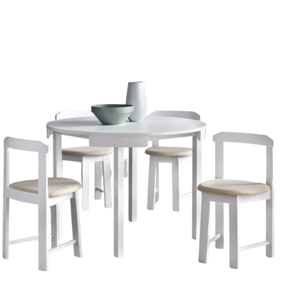 5-Piece Compact Round Dining Set – Space-Saving Design with Vegan Leather or Fabric Seats