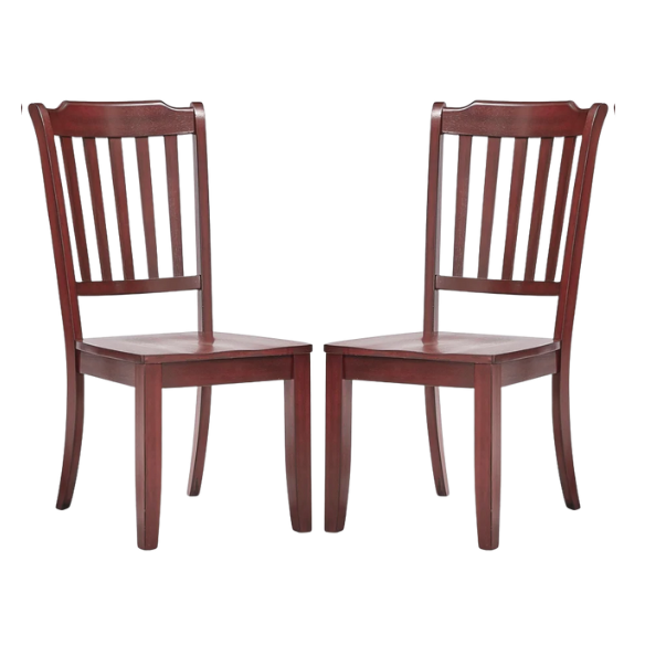 Slat-Back Solid Wood Dining Chairs – Set of 2 Farmhouse Kitchen or Dining Room Chairs