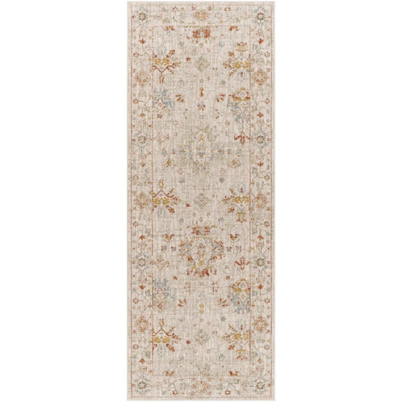 Elegant Oriental Rug – Stain-Resistant, High-Low Pile, Machine Woven with Fringed Detailing