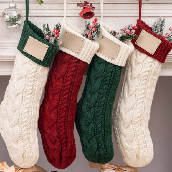 Knitted Christmas Stocking with Ribbed Cuff – Classic Design