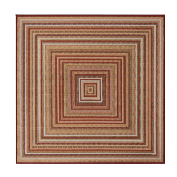 Coastal-Inspired Geometric Rug – Fade & Stain-Resistant, Burgundy,Ivory,Orange,Green,Blue Pattern, Ideal for Indoor/Outdoor Use