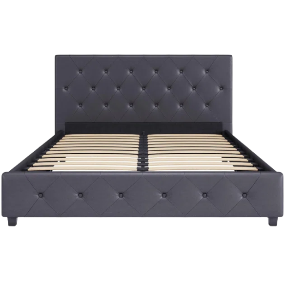 Luxurious Faux Leather Platform Bed – Full Double Size with Sleek Modern Design