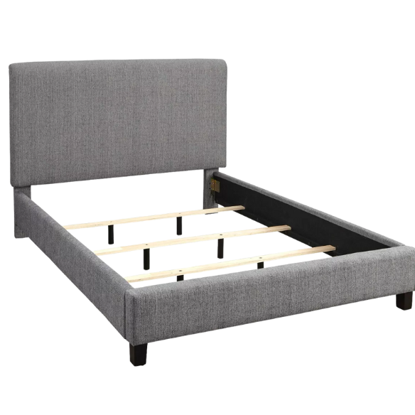 Solid Colored Linen Upholstered Queen Size Standard Bed
