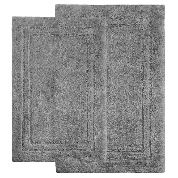 Grey Cotton 2-Piece Bath Rug Set – Plush, Non-Slip, Highly Absorbent Rugs (20" x 30" & 24" x 36")