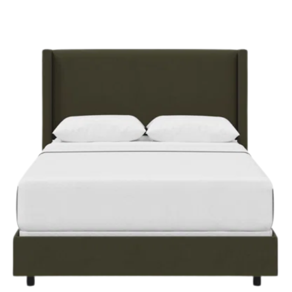 Cozy and Sleek Modern Queen Size Upholstered Wingback Bed