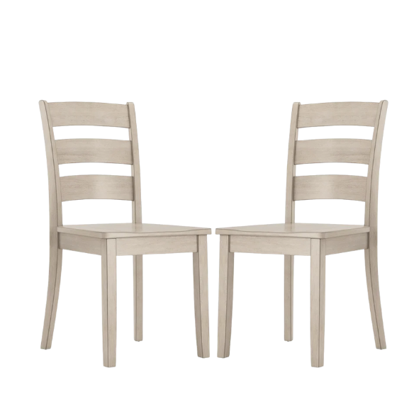 Farmhouse Ladder Back Dining Chairs – Set of 2 | Solid Wood, Distressed Finish