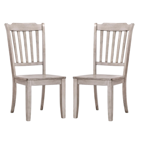 Slat-Back Solid Wood Dining Chairs – Set of 2 Farmhouse Kitchen or Dining Room Chairs