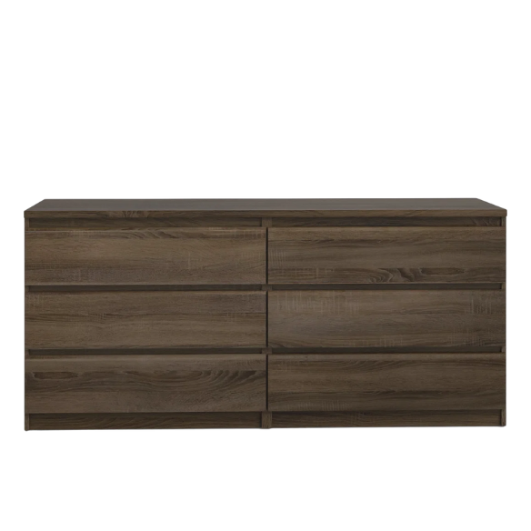 Versatile 60.5" 6-Drawer Double Dresser with Smooth Metal Glides and Clean-Lined Silhouette