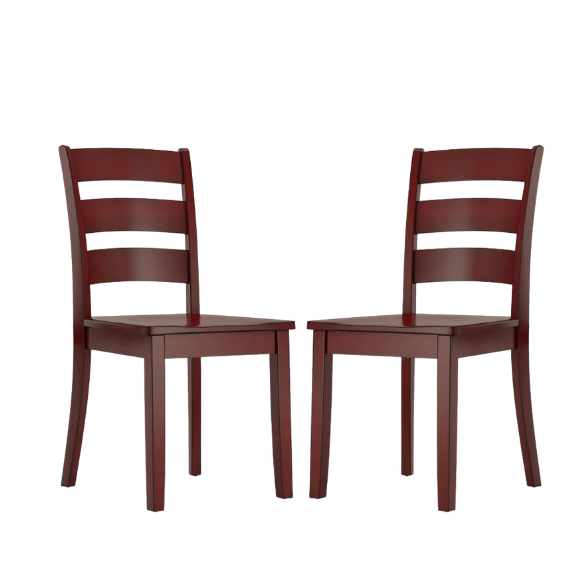 Farmhouse Ladder Back Dining Chairs – Set of 2 | Solid Wood, Distressed Finish