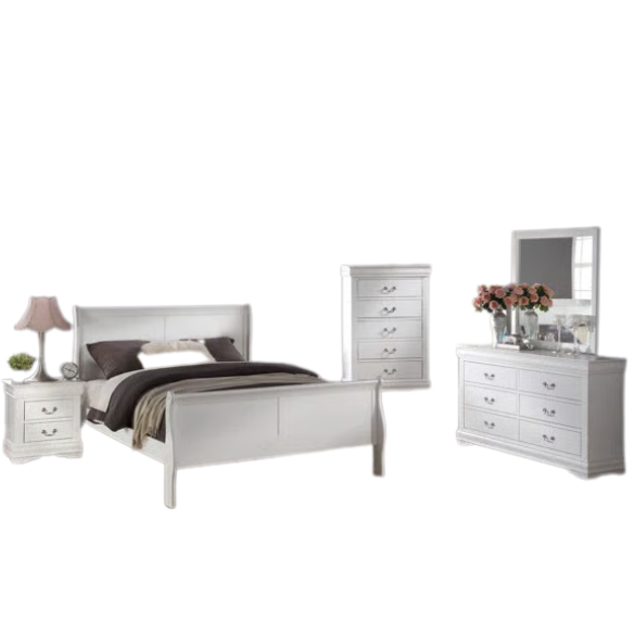 Sleek Glossy Finish 6-Piece Sleigh Aesthetic Twin Bedroom Set: Modern Elegance Redefined