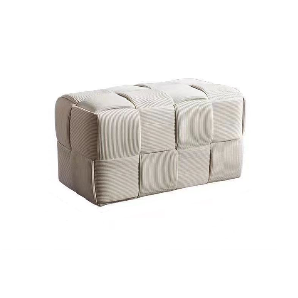Modern White Velvet Cube Ottoman for Extra Seating and Footrest