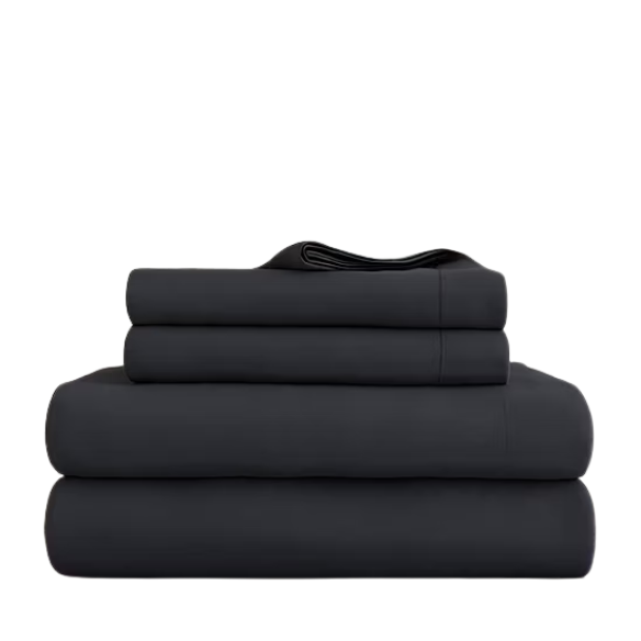 Black Deep Pocket Microfiber Sheet Set – 4-Piece Soft, Wrinkle-Free Bedding with Pillowcases