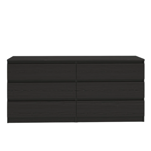 Versatile 60.5" 6-Drawer Double Dresser with Smooth Metal Glides and Clean-Lined Silhouette