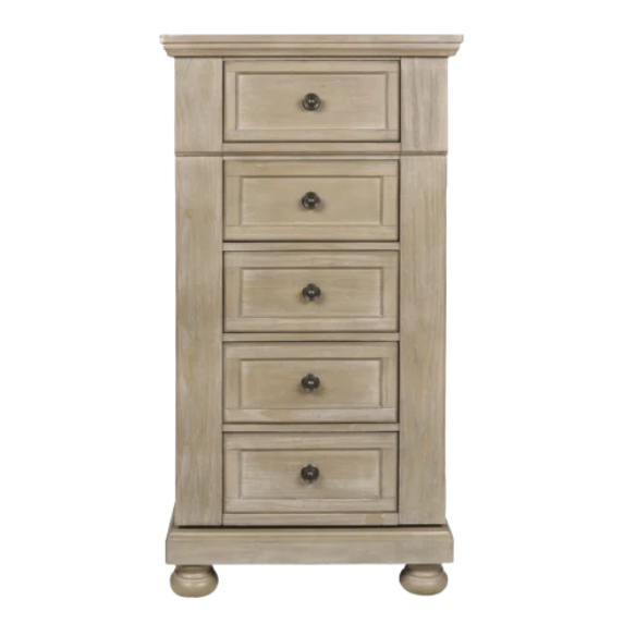 Stylish King Platform Solid Wood Configurable Bedroom Set – Featuring Curved Paneled Headboard, Footboard Storage Drawers, Seven-Drawer Dresser, and Two-Drawer Nightstand for a Functional and Clutter-Free Teen Retreat