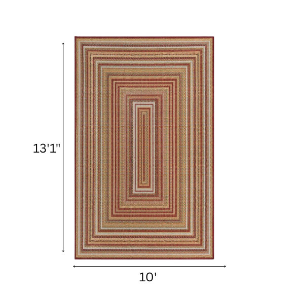 Coastal-Inspired Geometric Rug – Fade & Stain-Resistant, Burgundy,Ivory,Orange,Green,Blue Pattern, Ideal for Indoor/Outdoor Use