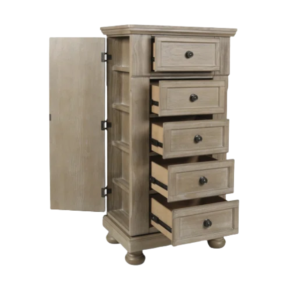 Stylish King Platform Solid Wood Configurable Bedroom Set – Featuring Curved Paneled Headboard, Footboard Storage Drawers, Seven-Drawer Dresser, and Two-Drawer Nightstand for a Functional and Clutter-Free Teen Retreat