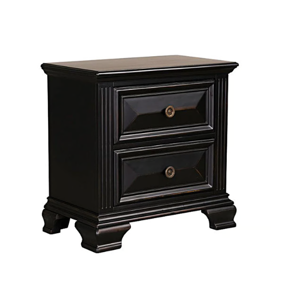 5-Piece King Bedroom Set – Solid Wood Construction with Muted Silver Accents, Fluted Pilasters, French Bracket Foot Bases, and Elegant Dovetail Drawer Detailing for Timeless Sophistication