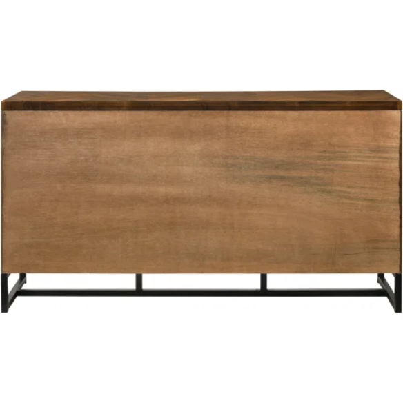 Industrial Mid-Century Modern Platform Bedroom Set with Herringbone Design Headboard – Stylish and Versatile