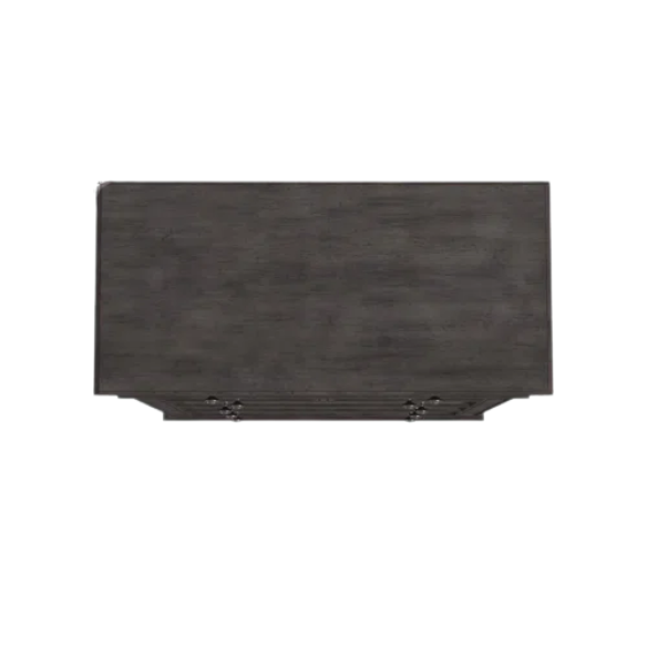 Rustic Driftwood Grey King 5-Piece Bedroom Set – Upholstered Tufted Bed, Nightstand, Dresser with Mirror, and Chest