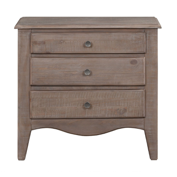 Rustic Charm Meets Chic Elegance: Solid Wood Platform King Size Bedroom Set with Scalloped Edges, Weathered White Wash Finish, Unique Grain Patterns, Angled Feet, and Oil-Rubbed Bronze Drawer Pulls