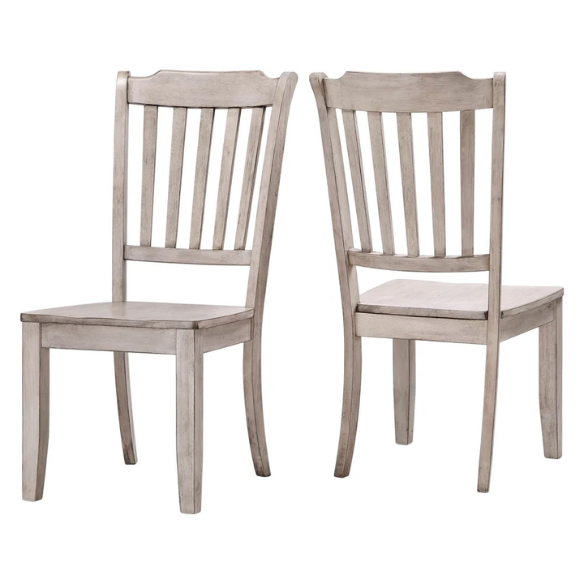 Slat-Back Solid Wood Dining Chairs – Set of 2 Farmhouse Kitchen or Dining Room Chairs